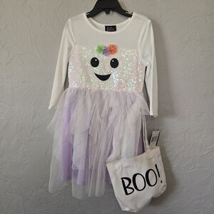 GIRLS HALLOWEEN DRESS SIZE 5T BOO GHOST WHITE NWT PINKY LOS ANGELES